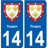 14 Troarn blason ville autocollant plaque sticker