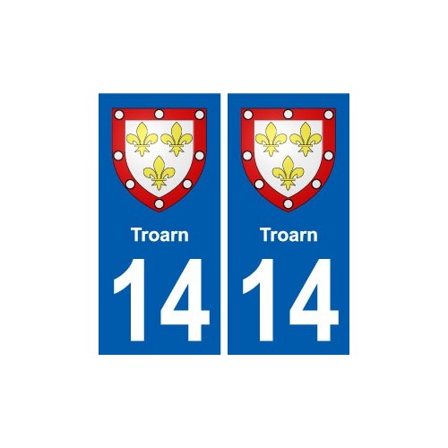 14 Troarn blason ville autocollant plaque sticker
