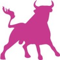 Etiqueta engomada de toro toro españa pegatinas adhesivas de color rosa
