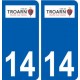 14 Troarn logo ville autocollant plaque sticker