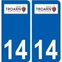 14 Troarn logo ville autocollant plaque sticker