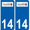 14 Troarn logo ville autocollant plaque sticker