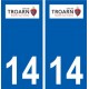 14 Troarn logo ville autocollant plaque sticker