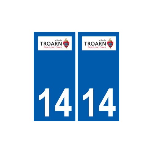 14 Troarn logo ville autocollant plaque sticker