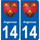 14 Argences logo ville autocollant plaque sticker