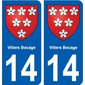 14 Villers-Bocage blason ville autocollant plaque sticker