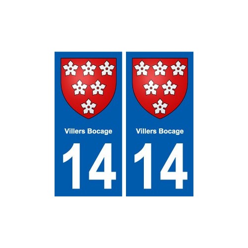 14 Villers-Bocage blason ville autocollant plaque sticker