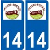 14 Villers-Bocage logo ville autocollant plaque sticker