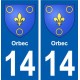 14 Orbec blason ville autocollant plaque sticker