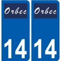 14 Orbec logo ville autocollant plaque sticker