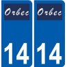14 Orbec logo ville autocollant plaque sticker