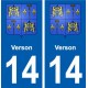 14 Verson logo ville autocollant plaque sticker