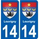14 Louvigny blason ville autocollant plaque sticker