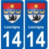 14 Louvigny blason ville autocollant plaque sticker