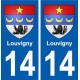 14 Louvigny blason ville autocollant plaque sticker