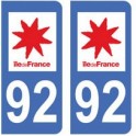 92 Hauts de Seine autocollant plaque