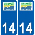 14 de Villers-sur-Mer logotipo de la ciudad de etiqueta, placa de la etiqueta engomada