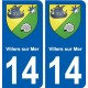 14 Villers-sur-Mer blason ville autocollant plaque sticker