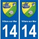 14 Villers-sur-Mer blason ville autocollant plaque sticker