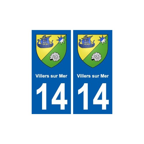 14 Villers-sur-Mer blason ville autocollant plaque sticker