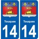 14 Touques blason ville autocollant plaque sticker