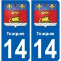 14 Touques blason ville autocollant plaque sticker
