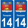 14 Touques blason ville autocollant plaque sticker