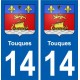 14 Touques blason ville autocollant plaque sticker