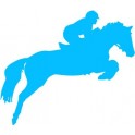 Autocollant Cheval stickers adhesif horse cavalier bleu turquoise
