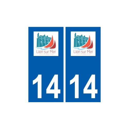 14 Lion-sur-Mer logo ville autocollant plaque sticker