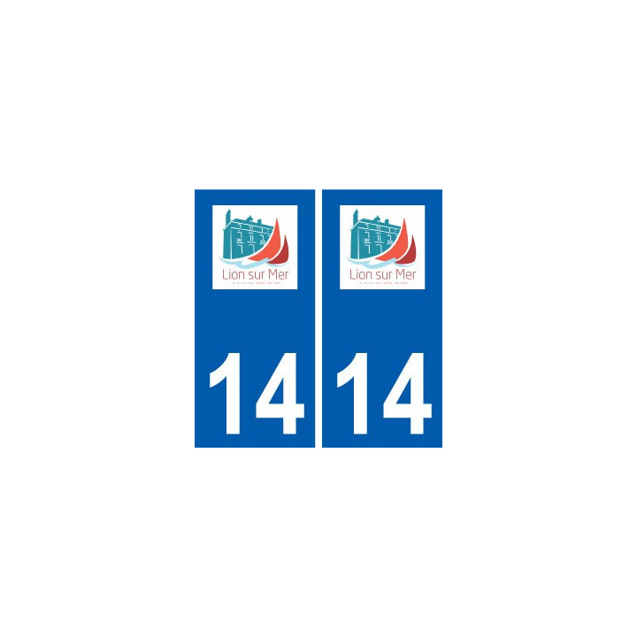 14 Lion-sur-Mer logo ville autocollant plaque sticker