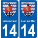 14 Lion-sur-Mer blason ville autocollant plaque sticker
