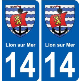 14 Lion-sur-Mer blason ville autocollant plaque sticker
