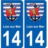 14 Lion-sur-Mer blason ville autocollant plaque sticker