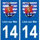 14 Lion-sur-Mer blason ville autocollant plaque sticker