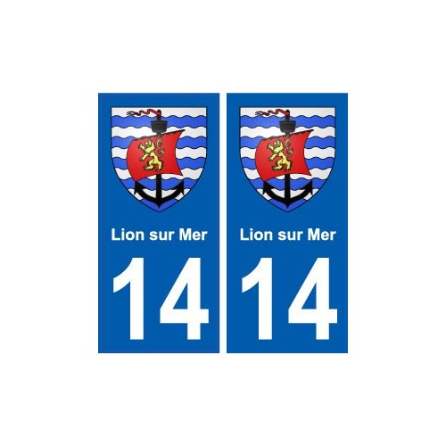 14 Lion-sur-Mer blason ville autocollant plaque sticker
