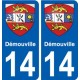 14 Démouville blason ville autocollant plaque sticker