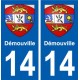 14 Démouville blason ville autocollant plaque sticker