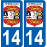 14 Démouville logo ville autocollant plaque sticker