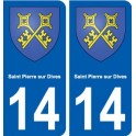 14 Saint-Pierre-sur-Dives blason ville autocollant plaque sticker