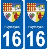16 Puymoyen blason ville autocollant plaque sticker