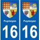 16 Puymoyen blason ville autocollant plaque sticker