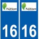 16 Puymoyen logo ville autocollant plaque sticker