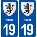19 Naves blason ville autocollant plaque sticker