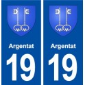 19 Argentat blason ville autocollant plaque sticker