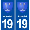 19 Argentat blason ville autocollant plaque sticker