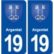 19 Argentat blason ville autocollant plaque sticker