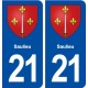 21 Saulieu bason ville autocollant plaque immatriculation département