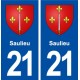 21 Saulieu bason ville autocollant plaque immatriculation département