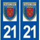 21 Saulieu logo ville autocollant plaque immatriculation département